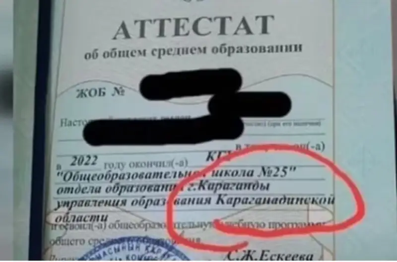 Қарағандыда түлектерге қате толтырылған аттестат берілген