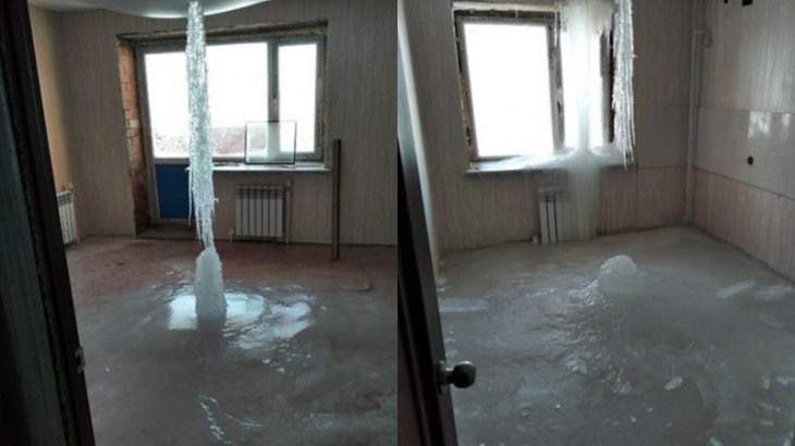 Қостанайда жаңадан салынған үйлердің ішін мұз басып жатыр