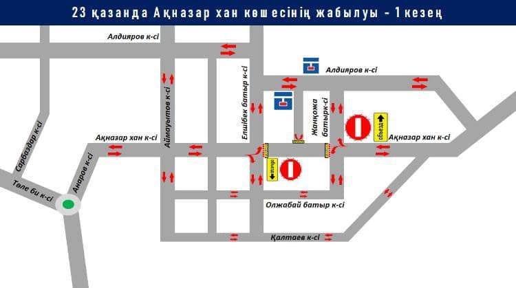 АҚНАЗАР ХАН КӨШЕСІ УАҚЫТША ЖАБЫЛАДЫ