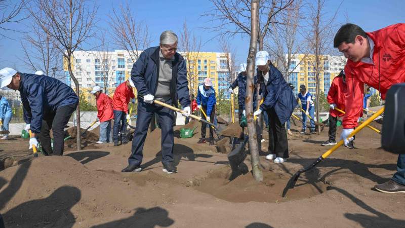 Тоқаев сенбілікке қатысып, көшет отырғызды