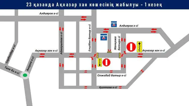 АҚНАЗАР ХАН КӨШЕСІ УАҚЫТША ЖАБЫЛАДЫ