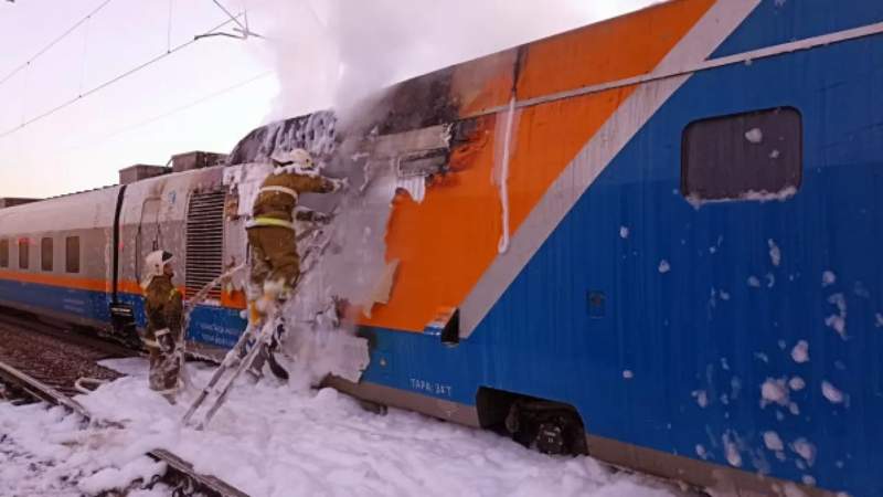 Алматы-Петропавл бағытындағы жолаушылар пойызынан өрт шықты