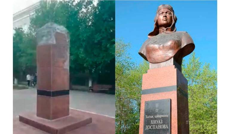 Атырауда Хиуаз Доспанованың ескерткіші жоғалып кетті