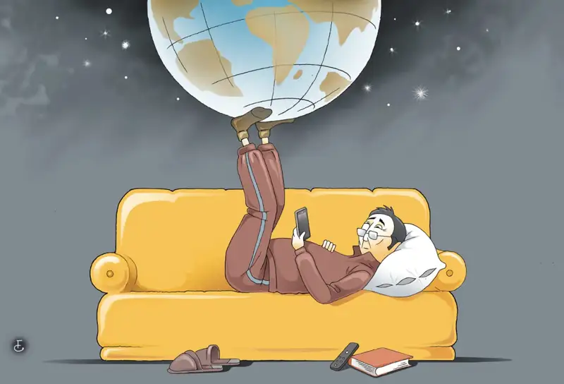 Диванда жатып-ақ әлемді құтқаруға болады (карикатура)