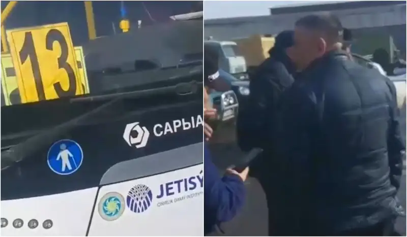 Талдықорғанда автобус жүргізушісі шағымданған жолаушыларды автопаркке алып келген (видео)