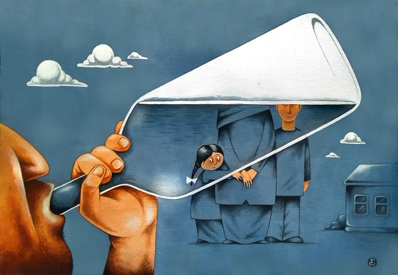 Карикатура: "Әке, ішпеші!"