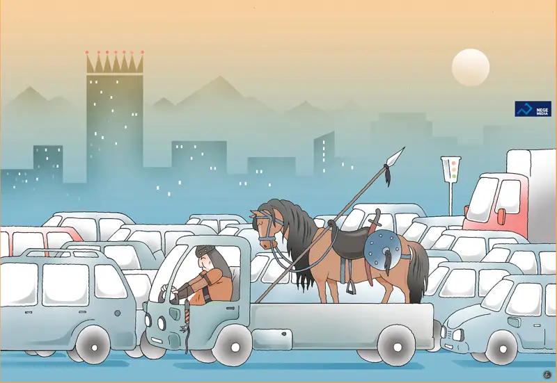  Карикатура. Қобыланды келеді «пробкамен» 