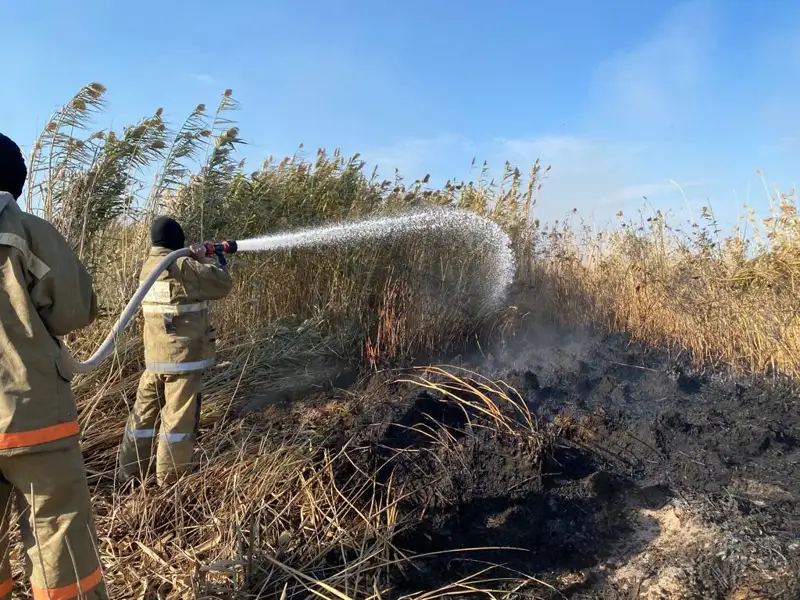 Атырау облысындағы өртті сөндіруге ТЖМ тікұшағы жұмылдырылды