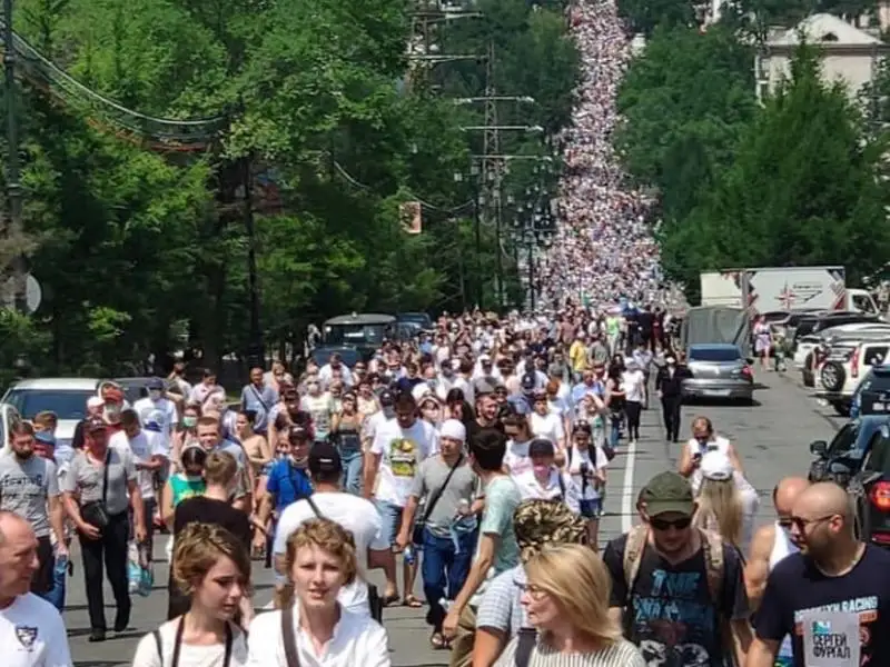 Хабаров өлкесінде жетінші мәрте митинг өтуде 