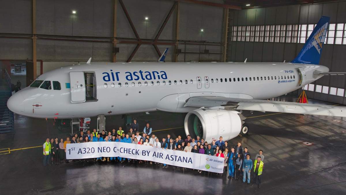 Air Astana Airbus A320 neo алғашқы C-check-ін өткізді