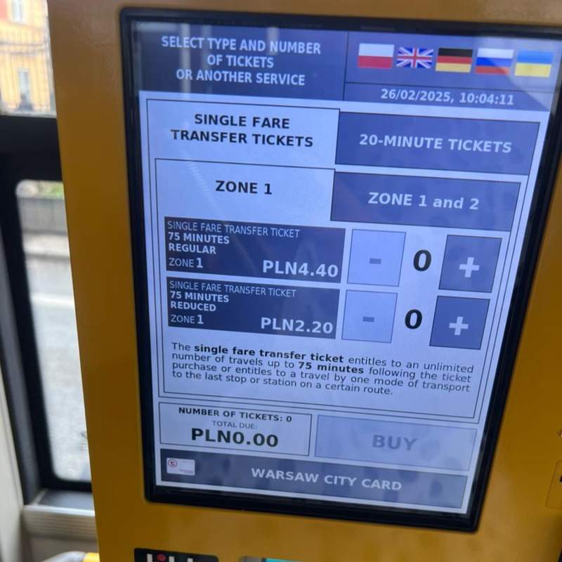 автобусқа билет алу Варшава қаласы