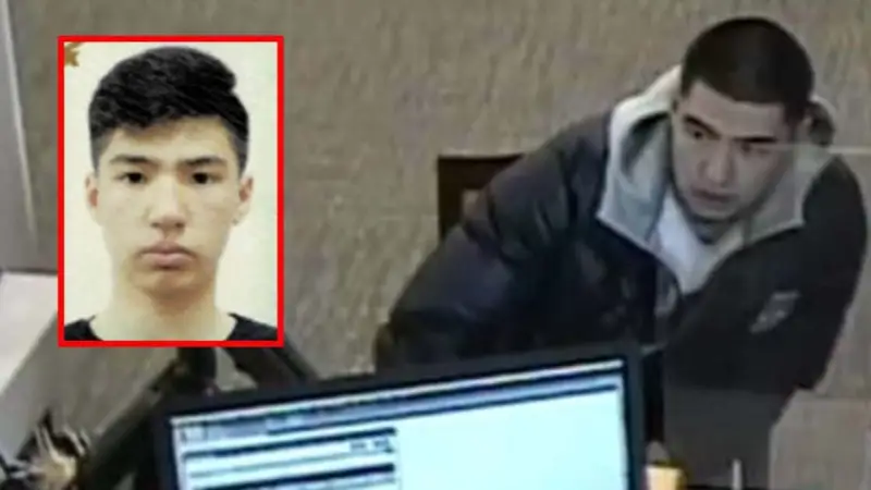 Таир Смагулдың төлқұжат фотосы (кіріктірілген) және банктің бейнебақылау камерасынан жазба, онда Смагул өзінің компаниясы есепшотындағы транзакциялар бойынша шектеулерді алып тастауға тырысып жатқан сәт бейнеленген. (АҚШ округтік сотының хаттамаларынан)